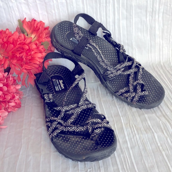SKECHERS Sz 9 ropes elastic cross weave strappy sandals water shoes memo… - Picture 1 of 13